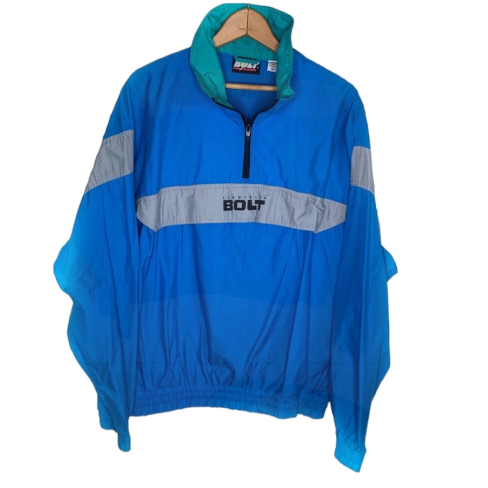 Vintage 80’s-90’s Lightning Bolt Pullover Windbreaker Jacket